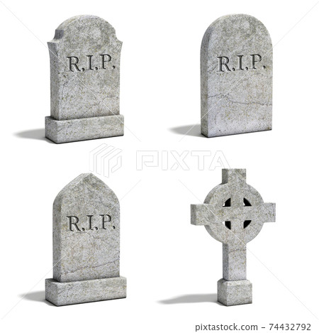 gravestones set on white background 74432792