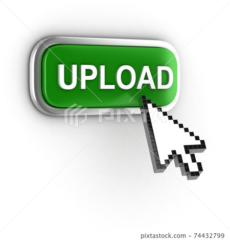 upload 3d button on white background upload 3d button on white background 74432799