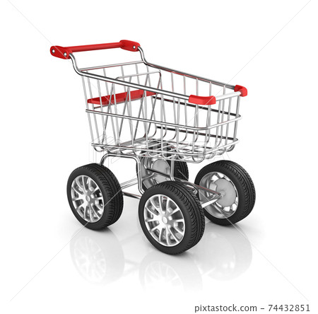 shopping cart with car wheels shopping cart with car wheels 74432851