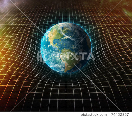earth's gravity bends space around it 3d rendering earth's gravity bends space around it 3d rendering 74432867