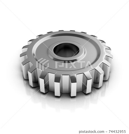 chrome gear on white background 74432955