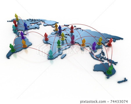 people connecting over the world 3d concept 74433074