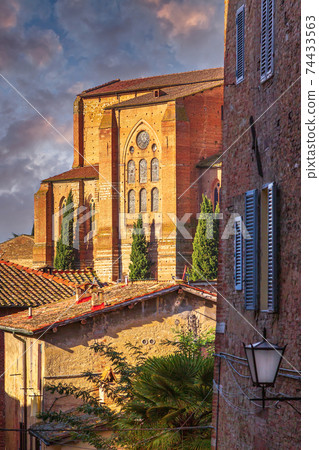 Houses of old town Siena, Tuscany, Italy 74433563