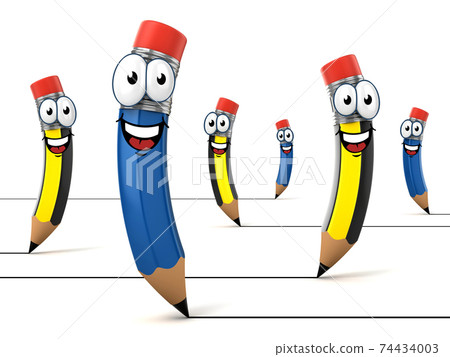 cartoon pencil on white background cartoon pencil on white background 74434003