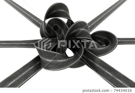 traffic jam 3d concept - roads tied in knot traffic jam 3d concept - roads tied in knot 74434016