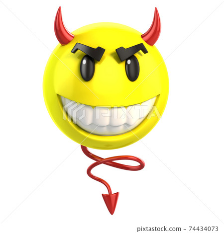 Crazy emoji isolated on white background, silly face emoticon 3d rendering  Stock Illustration