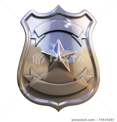 Blank metallic badge, silver emblem, coat of arms with copy space 3d rendering 74434093