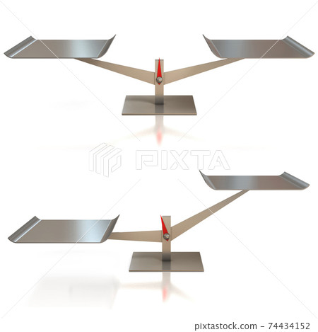 balance scale on white background 3d rendering 74434152