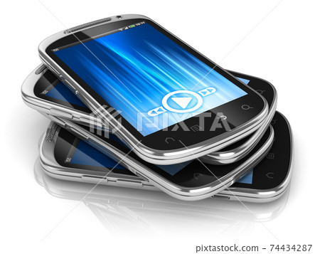 smart phones on white background 74434287