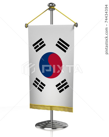 South Korea table flag isolated on white 74434394