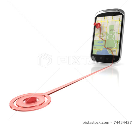 smart phone navigation - mobile gps 3d concept smart phone navigation - mobile gps 3d concept 74434427