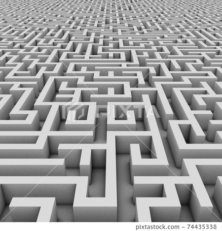 endless maze, labyrinth 3d illustration 74435338