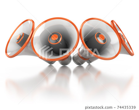 loudspeakers isolated on white background 3d illustration loudspeakers isolated on white background 3d illustration 74435339