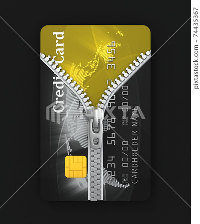 unzipped credit card 3d concept unzipped credit card 3d concept 74435367