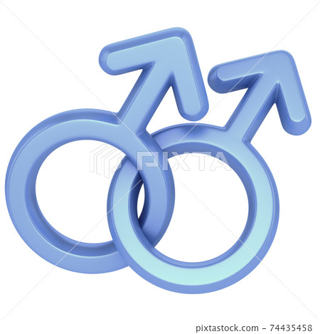 two male symbols crossed representing gay relationship, isolated over white background 74435458