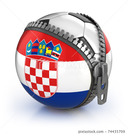 Croatia football nation - football in the unzipped bag with Croatian flag print 74435709