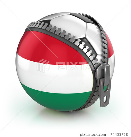 Hungary football nation - football in the unzipped bag with Hungarian flag print 74435738