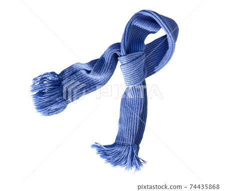 Scarf knitted handwork. Colorful woolen scarf. 74435868