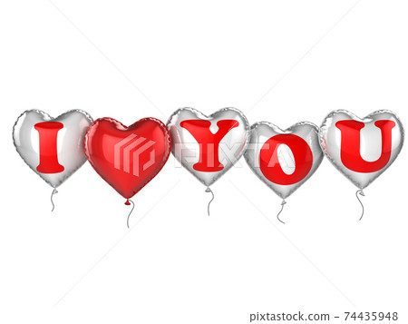 i love you balloons 3d illustration 74435948