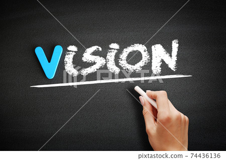 Hand writing Vision on blackboard, business concept 74436136