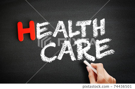 Hand writing Healthcare on blackboard, health concept background Hand writing Healthcare on blackboard, health concept background 74436501