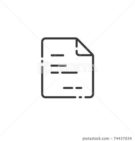 Text document thin line icon. Paper with content. Invoice. Outline commerce vector illustration Text document thin line icon. Paper with content. Invoice. Outline commerce vector illustration 74437834