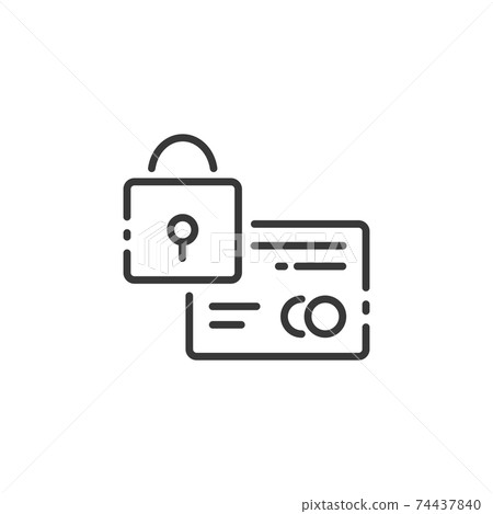 Secure credit card payment thin line icon. Security padlock. Outline commerce vector illustration Secure credit card payment thin line icon. Security padlock. Outline commerce vector illustration 74437840