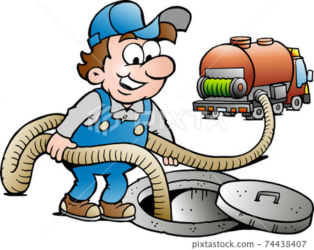 Vector Cartoon illustration of a Happy Sewer Master Vector Cartoon illustration of a Happy Sewer Master 74438407