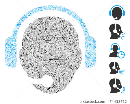 Line Collage Operator Head Icon 74438712