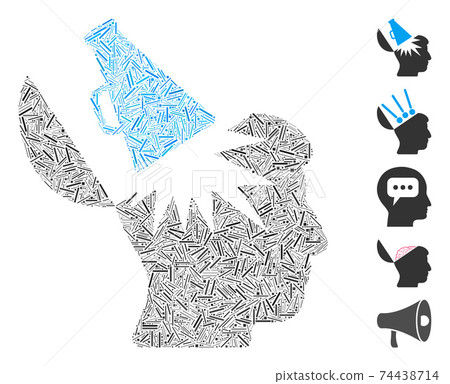 Hatch Mosaic Open Brain Megaphone Icon 74438714
