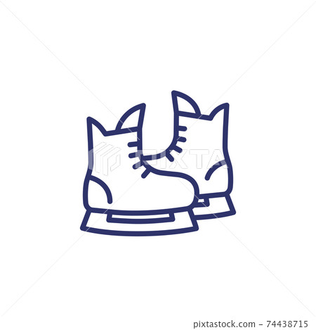 Ice skates line icon on white, vector 74438715
