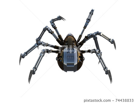 Titel: Mechanical spider, high resolution image, Pose2, isolated on white background. 3d rendering, 3d illustration. 74438833