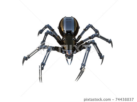 Titel: Mechanical spider, high resolution image, Pose2, isolated on white background. 3d rendering, 3d illustration. 74438837