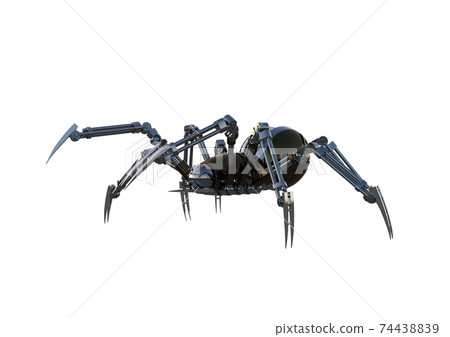Titel: Mechanical spider, high resolution image, Pose2, isolated on white background. 3d rendering, 3d illustration. 74438839