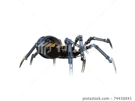 Titel: Mechanical spider, high resolution image, Pose2, isolated on white background. 3d rendering, 3d illustration. 74438841