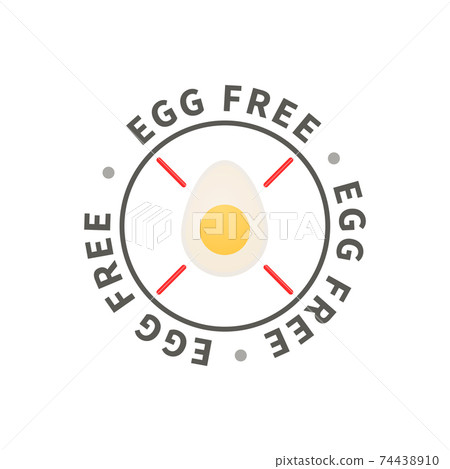 Simple allergen icon, egg free sign on white Simple allergen icon, egg free sign on white 74438910
