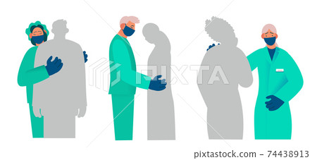 Healthcare workers supports and comforts the patient, compassion, reports something sad. 74438913