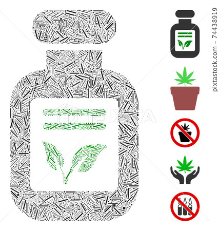 Line Collage Natural Drugs Icon Line Collage Natural Drugs Icon 74438919