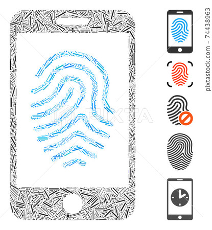 Hatch Collage Mobile Fingerprint Authorization Icon Hatch Collage Mobile Fingerprint Authorization Icon 74438963