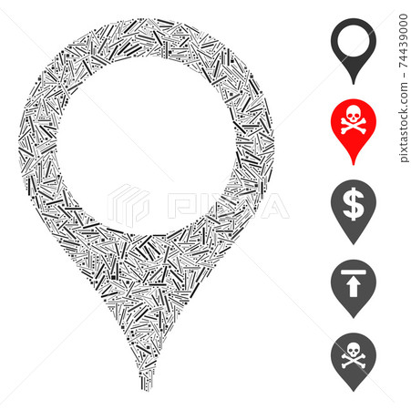 Line Collage Map Marker Icon 74439000