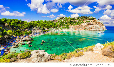 Beautiful emerald beaches of Rhodes island. Greece Beautiful emerald beaches of Rhodes island. Greece 74439030