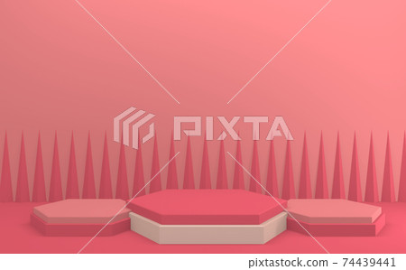 Valentine pink podium minimal design product scene. 3d rendering Valentine pink podium minimal design product scene. 3d rendering 74439441