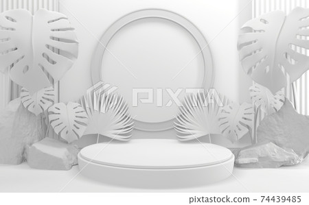White style, Podium minimal geometric. 3D rendering 74439485