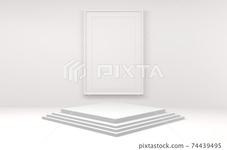 White style, Podium minimal geometric. 3D rendering 74439495