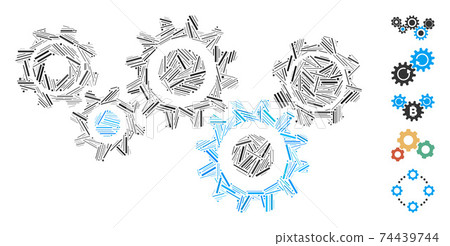 Line Collage Gear Mechanism Icon - Stock Illustration [74439744] - PIXTA