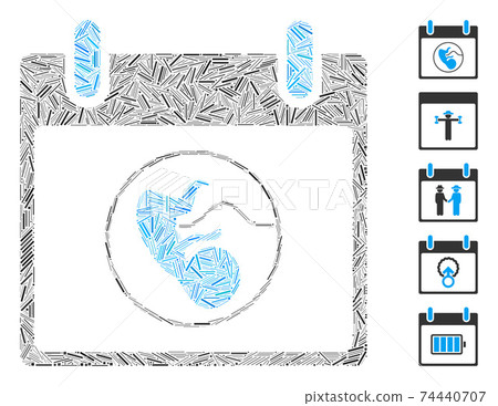 Line Mosaic Embryo Calendar Day Icon 74440707