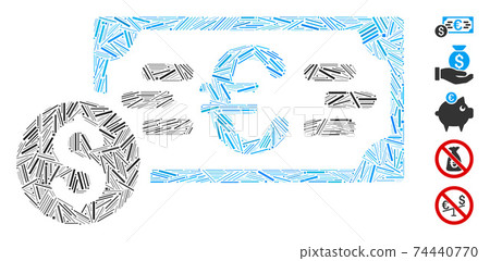 Dash Mosaic Dollar and Euro Cash Icon 74440770