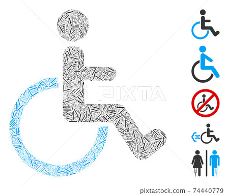 Line Collage Disabled Person Icon 74440779