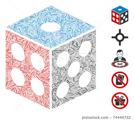 Line Collage Dice Icon Line Collage Dice Icon 74440782