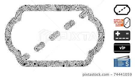 Line Mosaic Cinema Ticket Icon 74441059